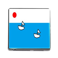 Ship Sea Beack Sun Blue Sky White Water Memory Card Reader (square) by Mariart