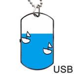 Ship Sea Beack Sun Blue Sky White Water Dog Tag USB Flash (Two Sides) Front