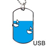 Ship Sea Beack Sun Blue Sky White Water Dog Tag USB Flash (Two Sides) Back