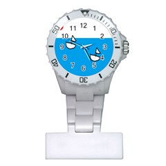 Ship Sea Beack Sun Blue Sky White Water Plastic Nurses Watch