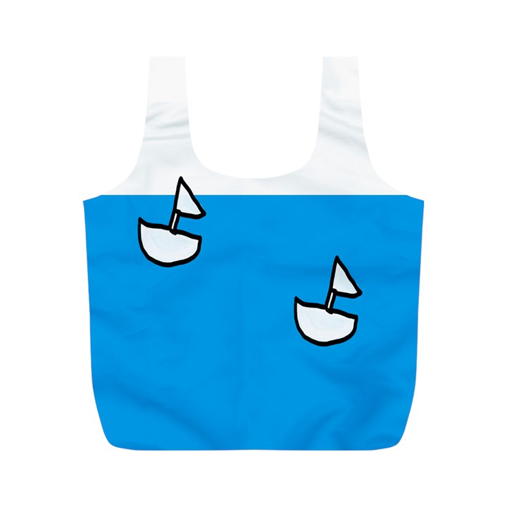 Ship Sea Beack Sun Blue Sky White Water Full Print Recycle Bags (M) 