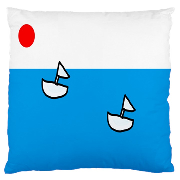 Ship Sea Beack Sun Blue Sky White Water Standard Flano Cushion Case (Two Sides)