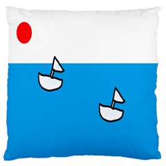 Ship Sea Beack Sun Blue Sky White Water Large Flano Cushion Case (one Side)