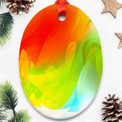 Red Yellow Green Blue Rainbow Color Mix Ornament (oval)