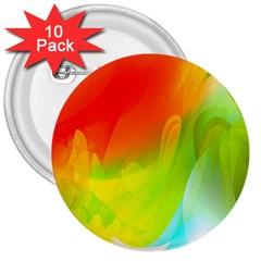 Red Yellow Green Blue Rainbow Color Mix 3  Buttons (10 Pack) 