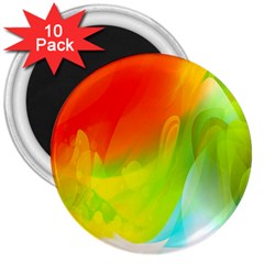 Red Yellow Green Blue Rainbow Color Mix 3  Magnets (10 Pack) 