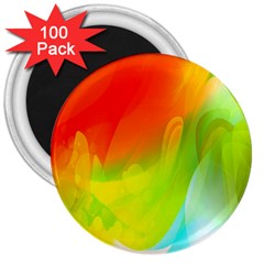 Red Yellow Green Blue Rainbow Color Mix 3  Magnets (100 Pack)