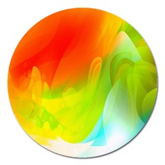 Red Yellow Green Blue Rainbow Color Mix Magnet 5  (round)