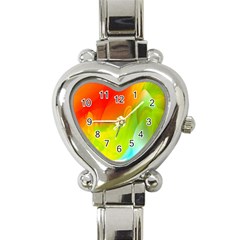 Red Yellow Green Blue Rainbow Color Mix Heart Italian Charm Watch by Mariart