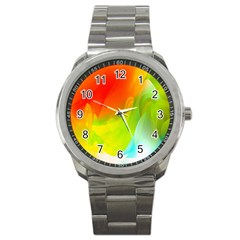 Red Yellow Green Blue Rainbow Color Mix Sport Metal Watch by Mariart