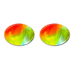 Red Yellow Green Blue Rainbow Color Mix Cufflinks (oval)