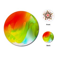 Red Yellow Green Blue Rainbow Color Mix Playing Cards (round)  by Mariart