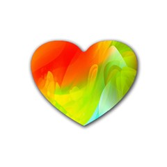 Red Yellow Green Blue Rainbow Color Mix Rubber Coaster (heart) 