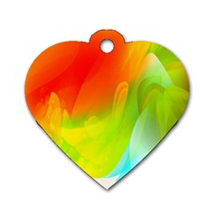 Red Yellow Green Blue Rainbow Color Mix Dog Tag Heart (one Side)