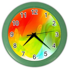 Red Yellow Green Blue Rainbow Color Mix Color Wall Clocks by Mariart