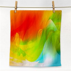 Red Yellow Green Blue Rainbow Color Mix Face Towel