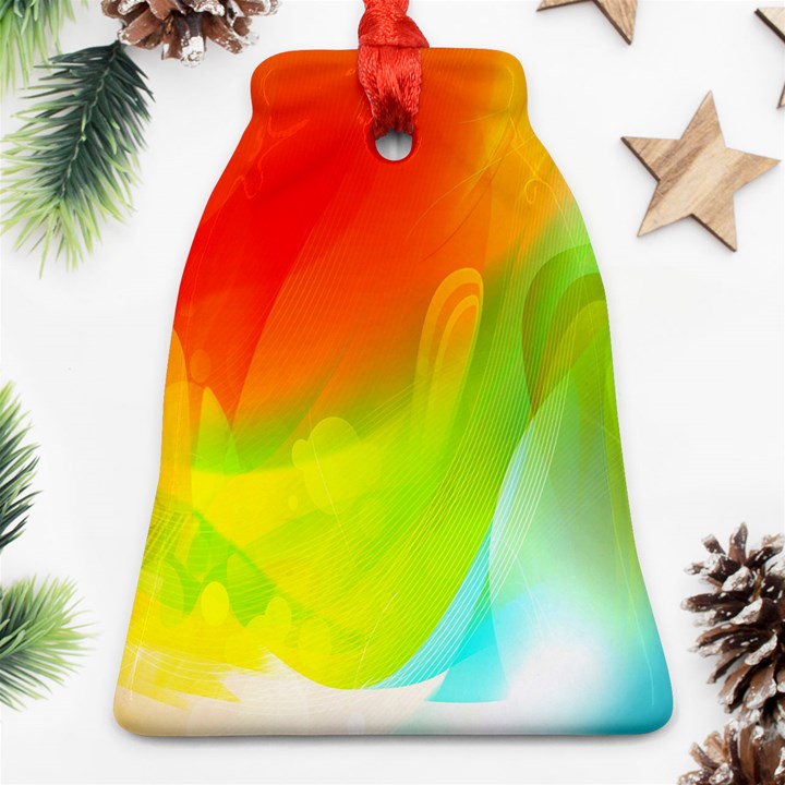 Red Yellow Green Blue Rainbow Color Mix Bell Ornament (Two Sides)