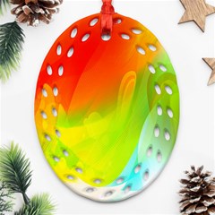 Red Yellow Green Blue Rainbow Color Mix Oval Filigree Ornament (two Sides) by Mariart