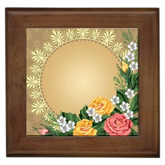 Rose Sunflower Star Floral Flower Frame Green Leaf Framed Tiles by Mariart