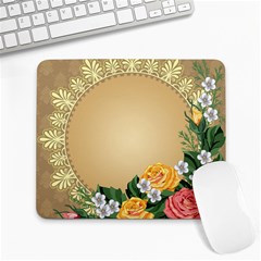 Rose Sunflower Star Floral Flower Frame Green Leaf Large Mousepads by Mariart