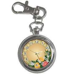 Rose Sunflower Star Floral Flower Frame Green Leaf Key Chain Watches