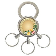 Rose Sunflower Star Floral Flower Frame Green Leaf 3-ring Key Chains