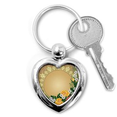 Rose Sunflower Star Floral Flower Frame Green Leaf Key Chains (heart) 