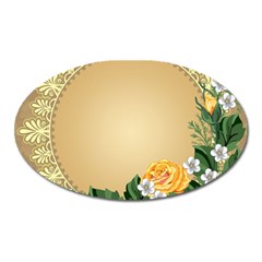 Rose Sunflower Star Floral Flower Frame Green Leaf Oval Magnet