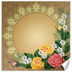 Rose Sunflower Star Floral Flower Frame Green Leaf Canvas 12  X 12   by Mariart