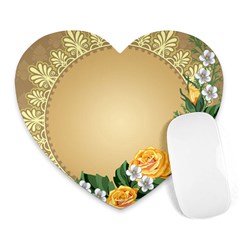 Rose Sunflower Star Floral Flower Frame Green Leaf Heart Mousepads by Mariart