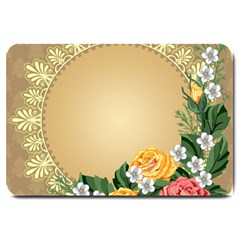 Rose Sunflower Star Floral Flower Frame Green Leaf Large Doormat  by Mariart