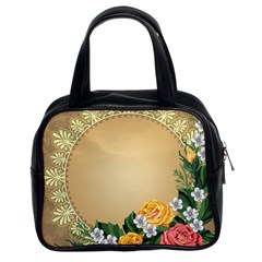 Rose Sunflower Star Floral Flower Frame Green Leaf Classic Handbags (2 Sides) by Mariart