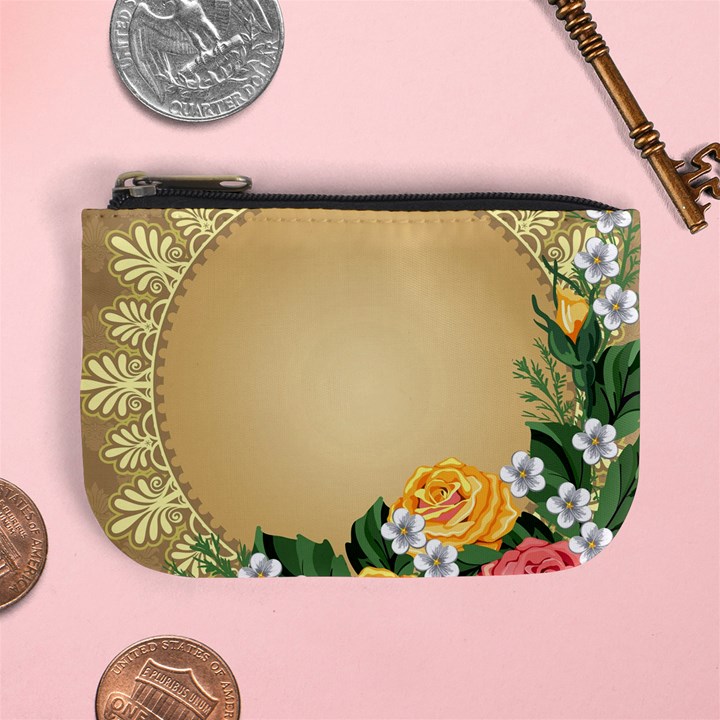 Rose Sunflower Star Floral Flower Frame Green Leaf Mini Coin Purses