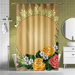 Rose Sunflower Star Floral Flower Frame Green Leaf Shower Curtain 48  X 72  (small)  by Mariart