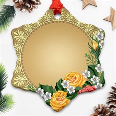 Rose Sunflower Star Floral Flower Frame Green Leaf Ornament (snowflake)