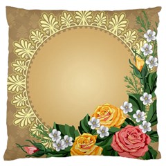 Rose Sunflower Star Floral Flower Frame Green Leaf Large Cushion Case (one Side) by Mariart