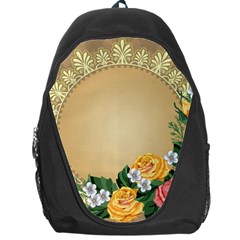 Rose Sunflower Star Floral Flower Frame Green Leaf Backpack Bag by Mariart