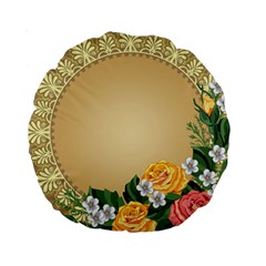 Rose Sunflower Star Floral Flower Frame Green Leaf Standard 15  Premium Round Cushions by Mariart