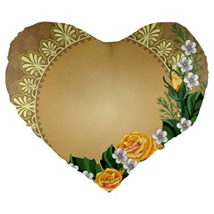 Rose Sunflower Star Floral Flower Frame Green Leaf Large 19  Premium Heart Shape Cushions by Mariart