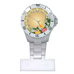 Rose Sunflower Star Floral Flower Frame Green Leaf Plastic Nurses Watch by Mariart