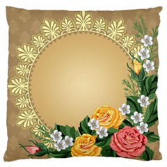 Rose Sunflower Star Floral Flower Frame Green Leaf Standard Flano Cushion Case (one Side) by Mariart