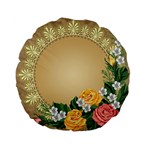 Rose Sunflower Star Floral Flower Frame Green Leaf Standard 15  Premium Flano Round Cushions Front