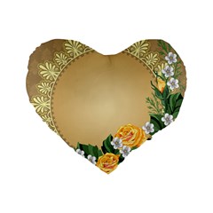 Rose Sunflower Star Floral Flower Frame Green Leaf Standard 16  Premium Flano Heart Shape Cushions by Mariart