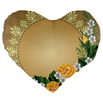 Rose Sunflower Star Floral Flower Frame Green Leaf Large 19  Premium Flano Heart Shape Cushions Front