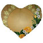 Rose Sunflower Star Floral Flower Frame Green Leaf Large 19  Premium Flano Heart Shape Cushions Back