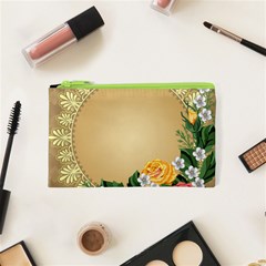 Rose Sunflower Star Floral Flower Frame Green Leaf Cosmetic Bag (xs) by Mariart