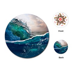 Sea Wave Waves Beach Water Blue Sky Playing Cards (Round) 