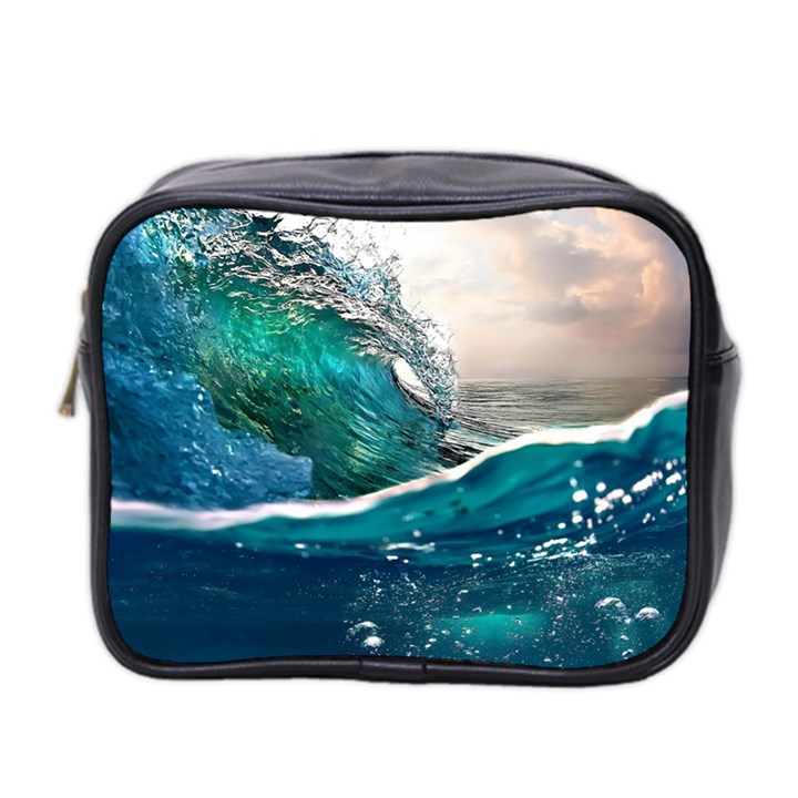 Sea Wave Waves Beach Water Blue Sky Mini Toiletries Bag 2-Side