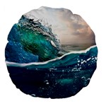 Sea Wave Waves Beach Water Blue Sky Large 18  Premium Flano Round Cushions Front