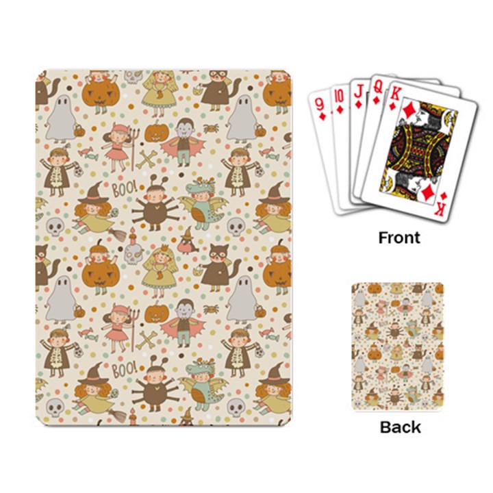 Sinister Helloween Cat Pumkin Bat Ghost Polka Dots Vampire Bone Skull Playing Card